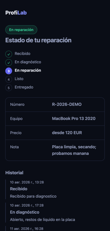 Estado de la reparación