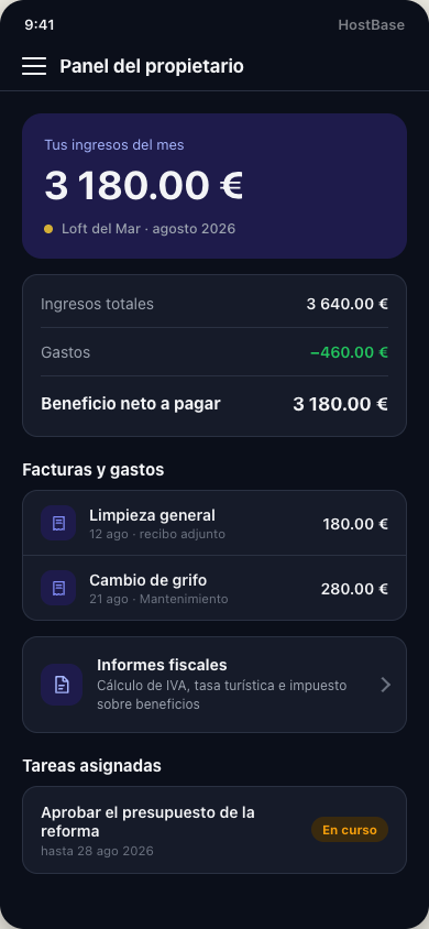 Panel del propietario: solo su apartamento y sus números